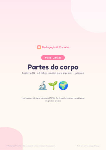 Caderno Partes do corpo – Ciências 1º ano