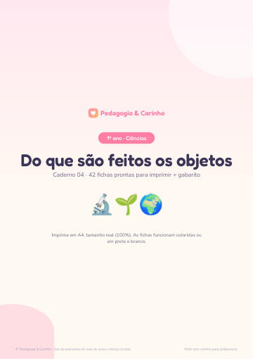Caderno Do que são feitos os objetos – Ciências 1º ano