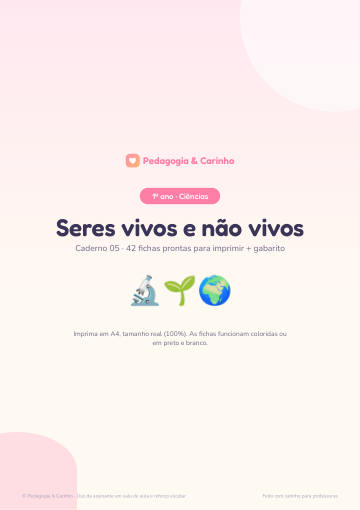 Caderno Seres vivos e não vivos – Ciências 1º ano