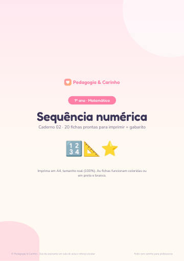 Caderno Sequência numérica – Matemática 1º ano