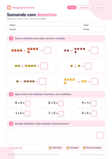 Prévia: Adição com desenhos – Matemática 1º ano, ficha 2