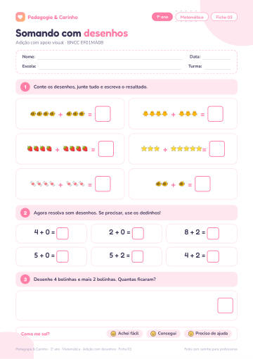 Prévia: Adição com desenhos – Matemática 1º ano, ficha 3