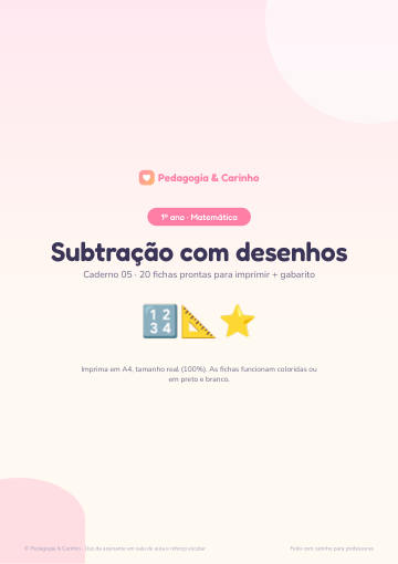 Caderno Subtração com desenhos – Matemática 1º ano