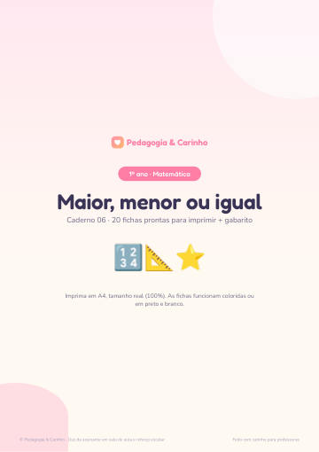 Caderno Maior, menor ou igual? – Matemática 1º ano
