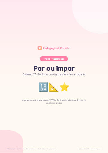 Caderno Par ou ímpar? – Matemática 1º ano