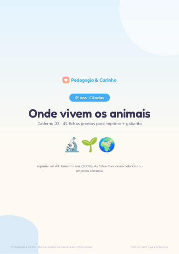 Caderno Onde vivem os animais – Ciências 2º ano