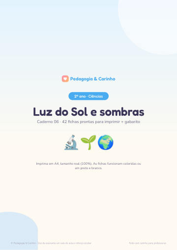 Caderno Luz do Sol e sombras – Ciências 2º ano