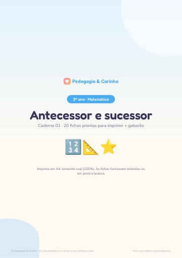 Caderno Antecessor e sucessor – Matemática 2º ano