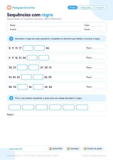 Prévia: Sequências com regra – Matemática 2º ano, ficha 1