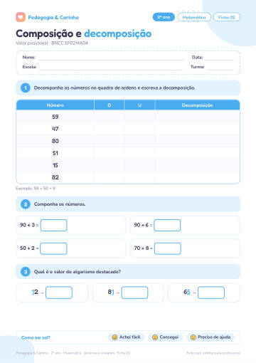 Prévia: Dezenas e unidades – Matemática 2º ano, ficha 2