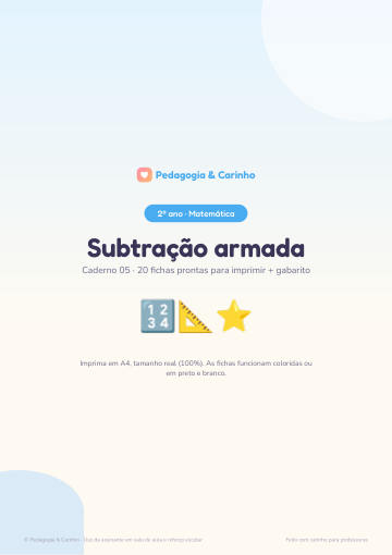 Caderno Subtração armada – Matemática 2º ano