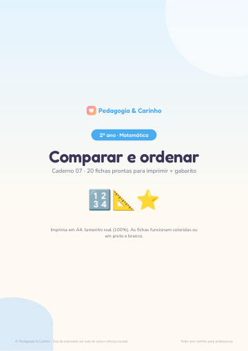 Caderno Comparar e ordenar – Matemática 2º ano