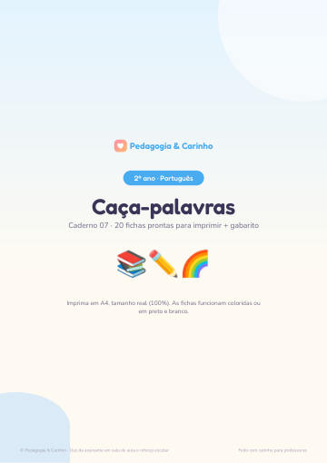 Caderno Caça-palavras – Português 2º ano