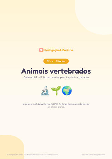 Caderno Animais vertebrados – Ciências 3º ano