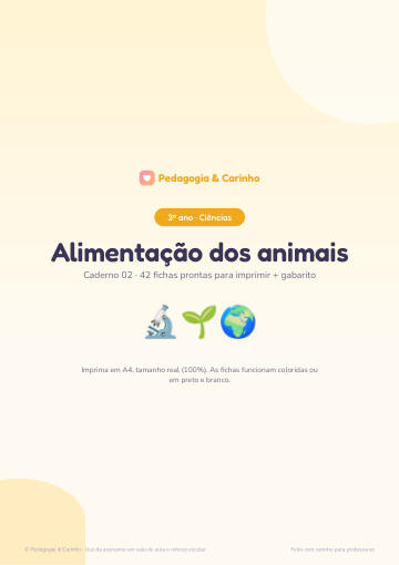 Caderno Alimentação dos animais – Ciências 3º ano