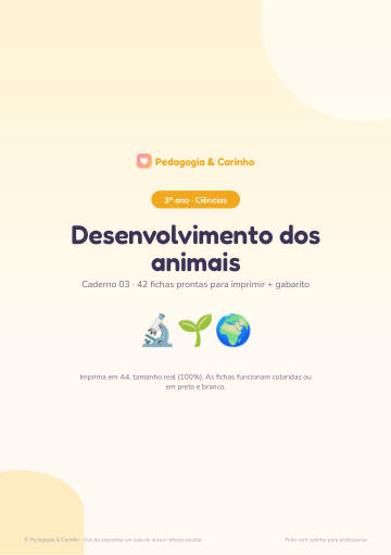 Caderno Desenvolvimento dos animais – Ciências 3º ano