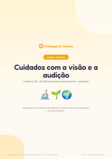 Caderno Cuidados com a visão e a audição – Ciências 3º ano