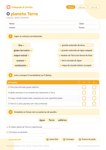 Prévia: O planeta Terra – Ciências 3º ano, ficha 2