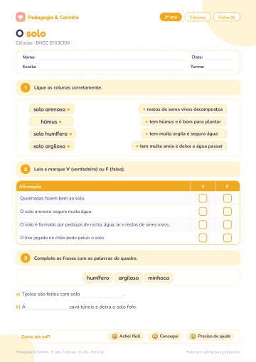 Prévia: O solo – Ciências 3º ano, ficha 2