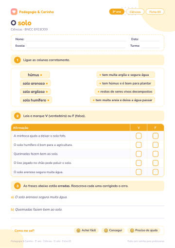 Prévia: O solo – Ciências 3º ano, ficha 3