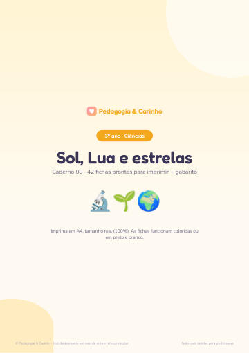 Caderno Sol, Lua e estrelas – Ciências 3º ano