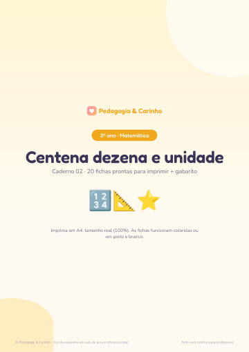 Caderno Centena dezena e unidade – Matemática 3º ano
