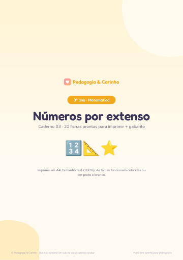Caderno Números por extenso – Matemática 3º ano