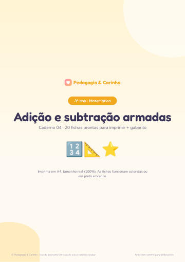 Caderno Adição e subtração armadas – Matemática 3º ano