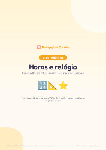 Caderno Horas e relógio – Matemática 3º ano