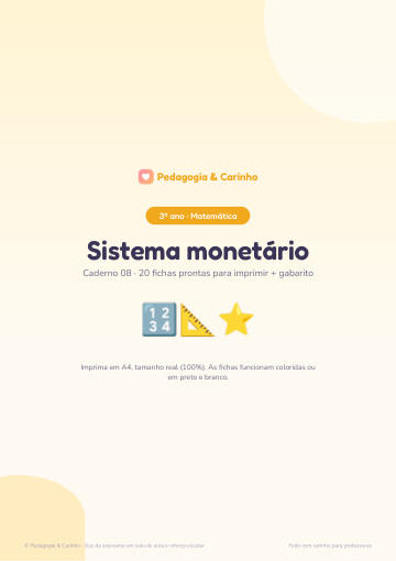 Caderno Sistema monetário – Matemática 3º ano