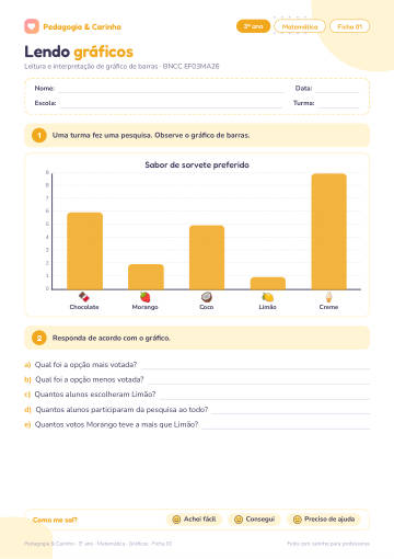 Prévia: Gráficos – Matemática 3º ano, ficha 1