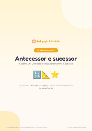 Caderno Antecessor e sucessor – Matemática 3º ano
