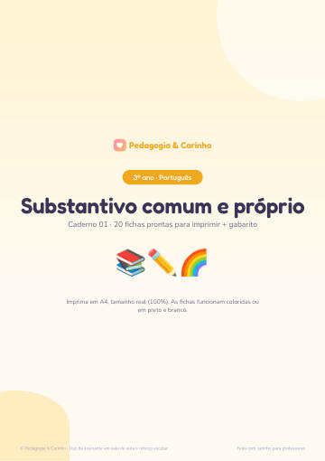 Caderno Substantivo comum e próprio – Português 3º ano