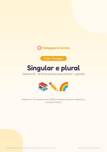 Caderno Singular e plural – Português 3º ano