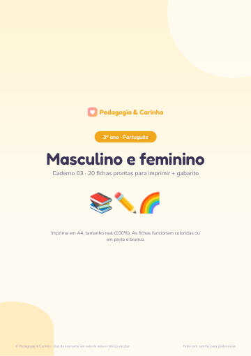 Caderno Masculino e feminino – Português 3º ano