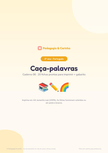 Caderno Caça-palavras – Português 3º ano