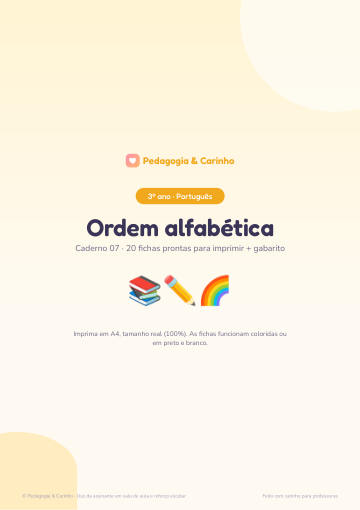 Caderno Ordem alfabética – Português 3º ano