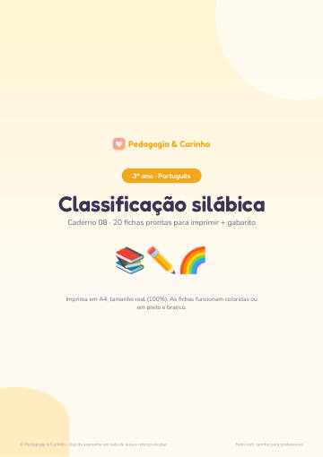 Caderno Classificação silábica – Português 3º ano