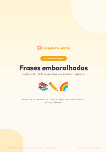 Caderno Frases embaralhadas – Português 3º ano
