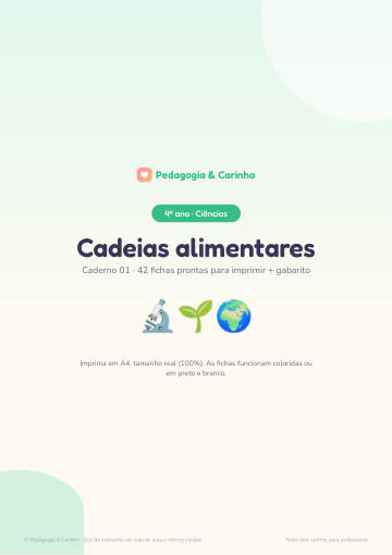Caderno Cadeias alimentares – Ciências 4º ano