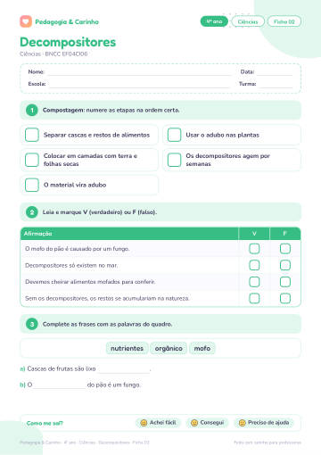 Prévia: Decompositores – Ciências 4º ano, ficha 2