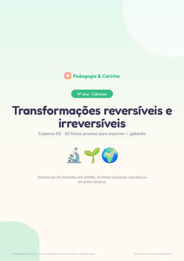 Caderno Transformações reversíveis e irreversíveis – Ciências 4º ano