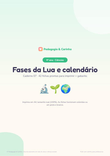 Caderno Fases da Lua e calendário – Ciências 4º ano