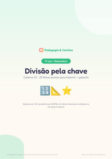 Caderno Divisão pela chave – Matemática 4º ano