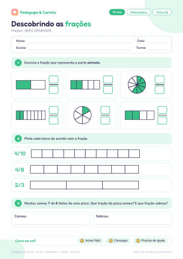 Prévia: Frações – Matemática 4º ano, ficha 3