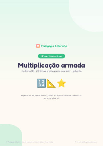 Caderno Multiplicação armada – Matemática 4º ano