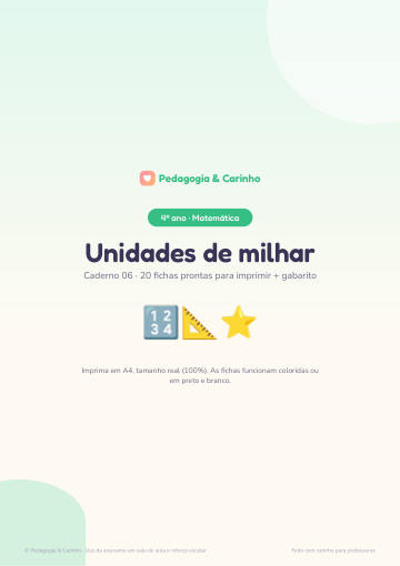 Caderno Unidades de milhar – Matemática 4º ano