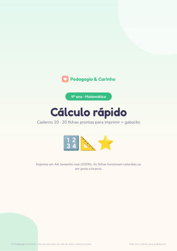 Caderno Cálculo rápido – Matemática 4º ano
