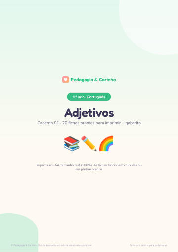 Caderno Adjetivos – Português 4º ano
