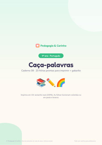 Caderno Caça-palavras – Português 4º ano